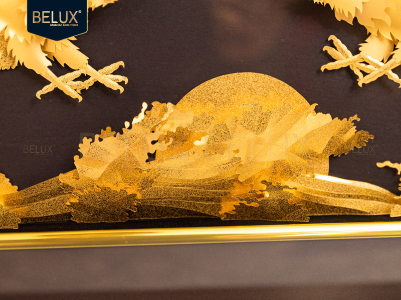 Tranh đôi đại bàng tung cánh dát vàng 58x36cm